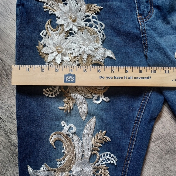 Venus Women's Floral And Pearl Embellished Skinny Jeans Size 16 - Picture 12 of 14